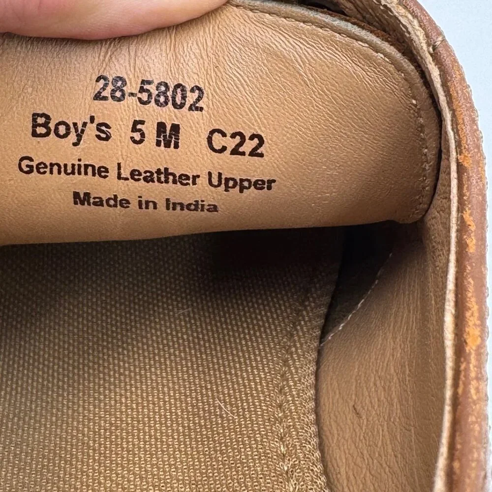 Johnston & Murphy Conard Cap Toe Oxford Brown Boys Size 5M Leather Dress Shoes